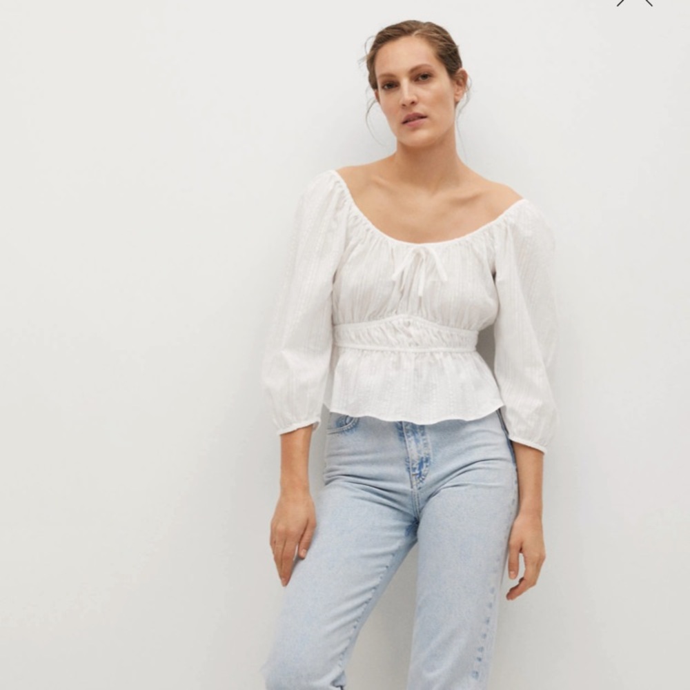 Mango Gathered cotton blouse